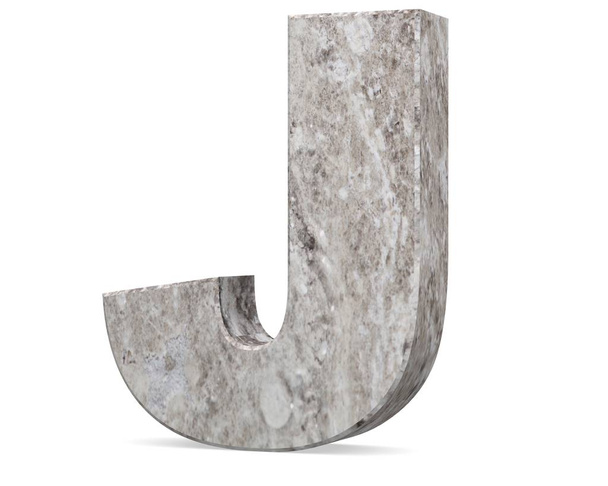 Concrete Capital Letter - J isolated on white background . 3D render Illustration - Foto, Bild