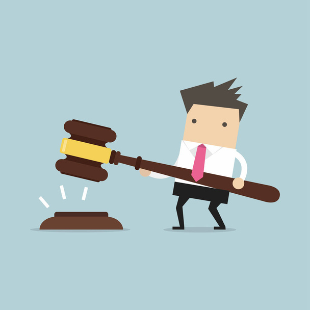 Businessman hold a big gavel in hands for justice. vector - Vector, Image