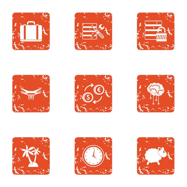 Private data icons set, grunge style - Vecteur, image