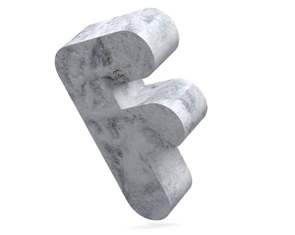 Concrete Capital Letter - F isolated on white background . 3D render Illustration - Foto, Bild