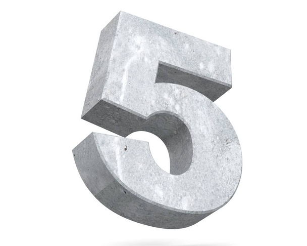 3D rendering concrete number 5 five. 3D render Illustration. - Foto, Bild