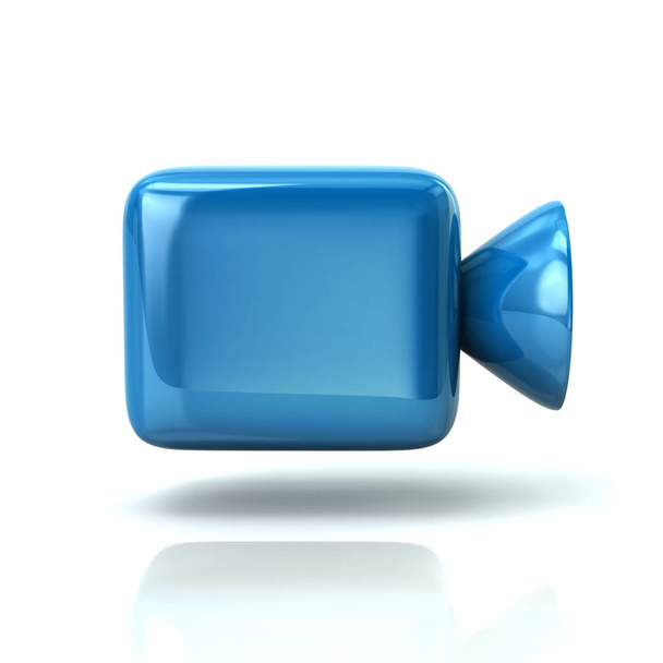 Icono de cámara de cine azul 3d ilustración sobre fondo blanco
 - Foto, imagen