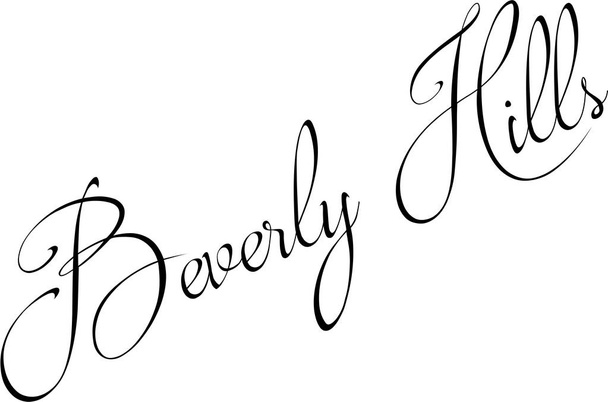 Baverly heuvels. Californië tekst teken illustratie op witte backgraound - Vector, afbeelding