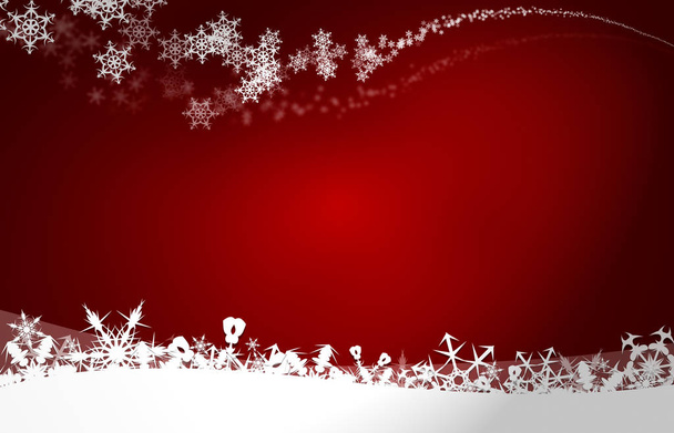 Illustration of a red Christmas snowflake pattern, textured abstract background. - Photo, Image