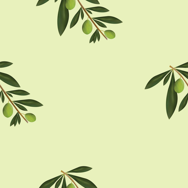 背景が緑色のオリーブの木ベクターのシームレス パターン - ベクター画像
