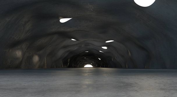 Licht am Ende des Tunnels. 3D-Illustration - Foto, Bild