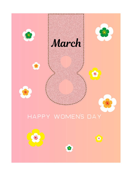 8 March, International Womens Day greeting card. - Vektor, kép