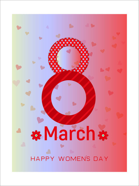 8 de marzo, Tarjeta de felicitación del Día Internacional de la Mujer
. - Vector, imagen