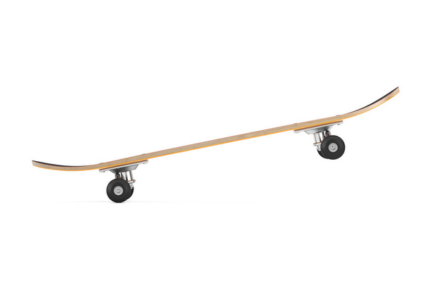 Ξύλινα μοντέρνα κατάστρωμα Skateboard σε λευκό φόντο. 3D rendering - Φωτογραφία, εικόνα
