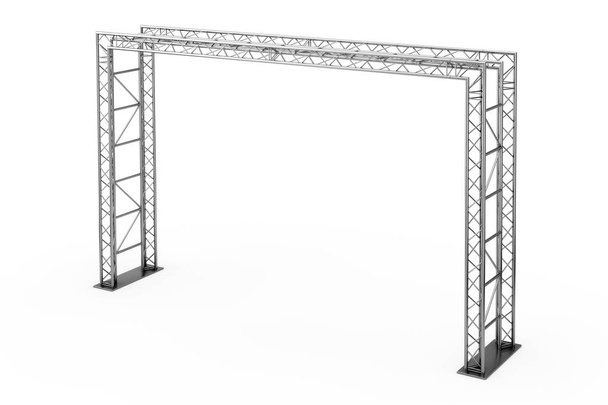 Konstrukcji metalowych kratownic na białym tle. renderowania 3D - Zdjęcie, obraz