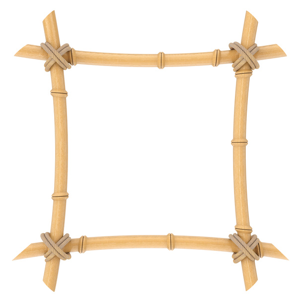 Wooden Bamboo Sticks Frame Template on a white background. 3d Rendering - Photo, Image