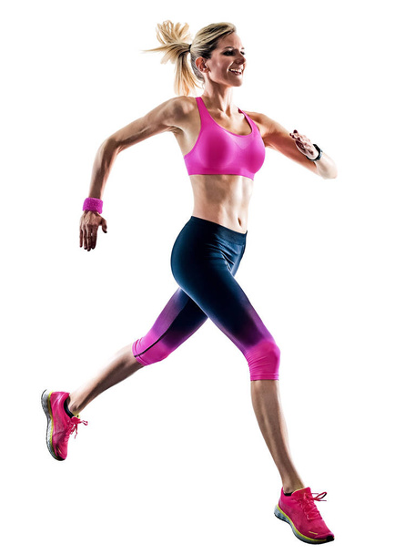 woman sport runner running jogger jogging isolated white backgro - Fotó, kép