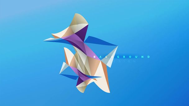 抽象的な背景 - 幾何学的な折り紙スタイル図形構成、三角形の低ポリ デザイン コンセプト。カラフルなトレンディなミニマルなイラスト - ベクター画像