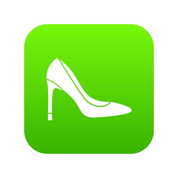 High heel shoe icon digital green - Vector, Imagen