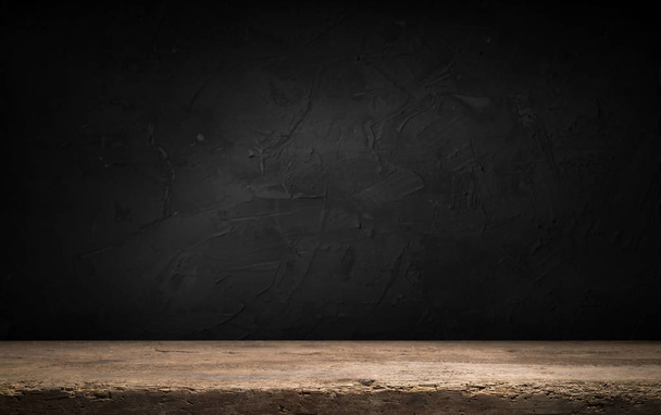 black background and desk board table - Photo, Image