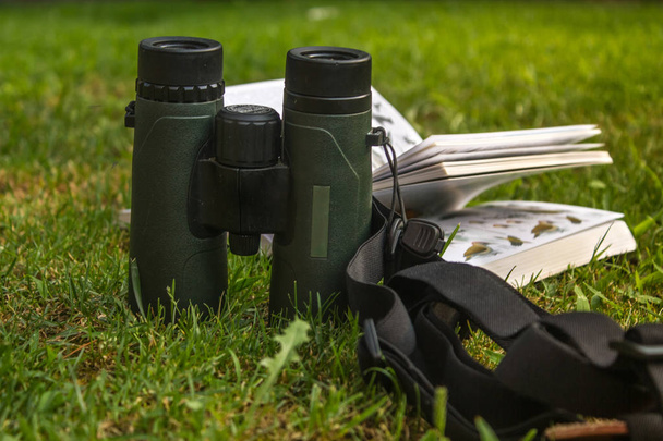 Binoculars and Bird Guide - Фото, изображение