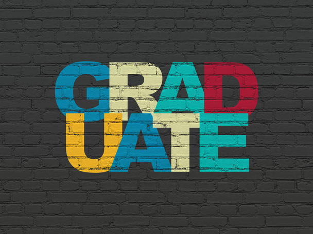 Learning concept: Graduate on wall background - Foto, Bild