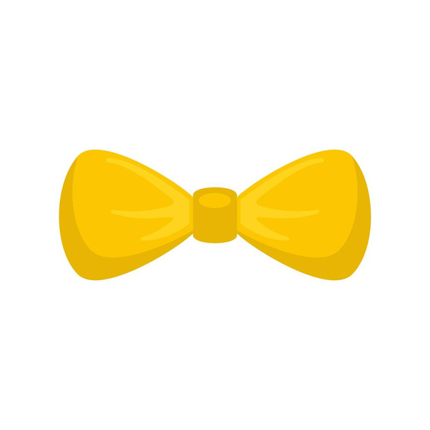 Fashion yellow bow tie icon, flat style - Vector, imagen