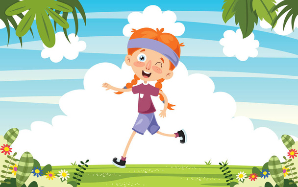 Ilustracja wektorowa Kid biegania - Wektor, obraz