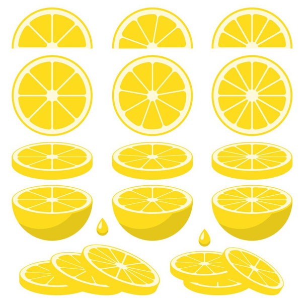 Set di fette di limone fresco
 - Vettoriali, immagini