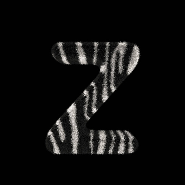 Resimde 3d render yaratıcı illüstrasyon Zebra baskı tüylü harf Z - Fotoğraf, Görsel