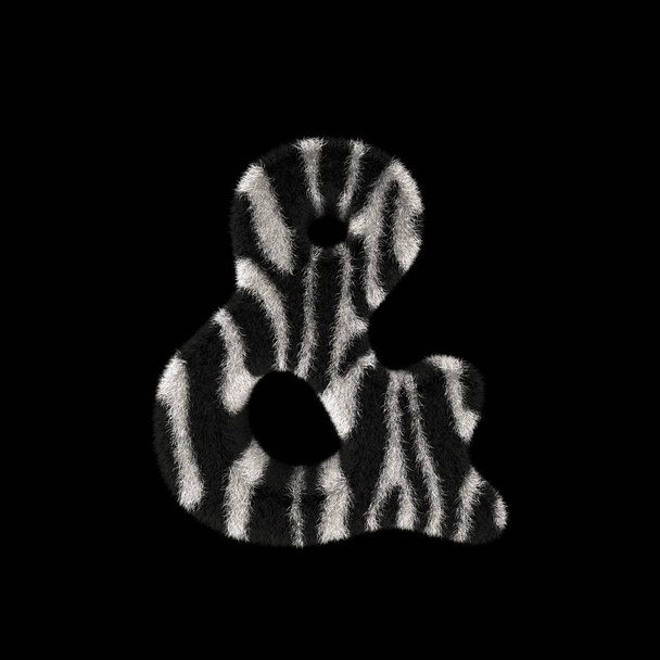 Illustration 3D Rendering Creative Illustration Zebra Print Furry Symbol Ampersand - Photo, Image