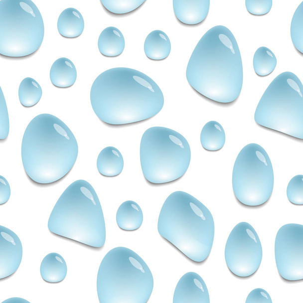 Бесшовный рисунок с капельками воды, фон с голубыми пятнами воды, векторные обои, eps 10
 - Вектор,изображение