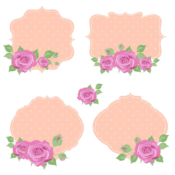 beautiful pink flowers, roses, on white - Vector, Image