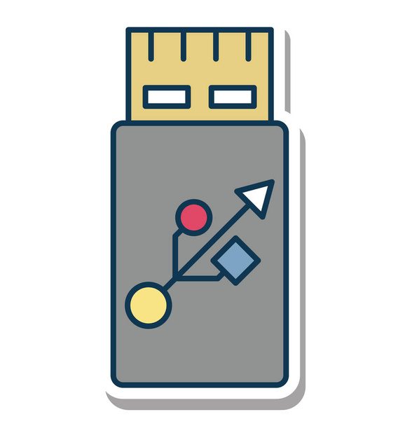 Glif USB kolor wektor ikonę edycji - Wektor, obraz
