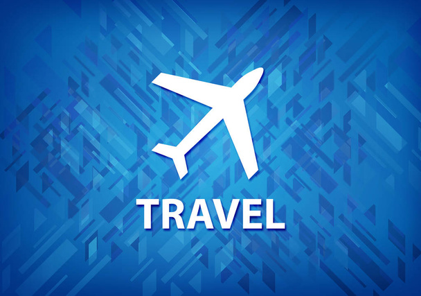 Travel (plane icon) isolated on blue background abstract illustration - Photo, image