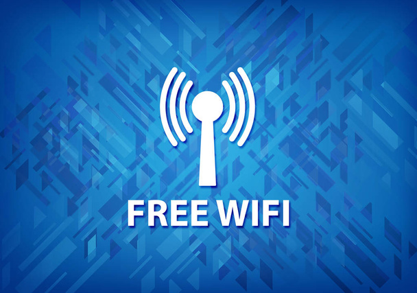 Free wifi (wlan network) isolated on blue background abstract illustration - Photo, Image