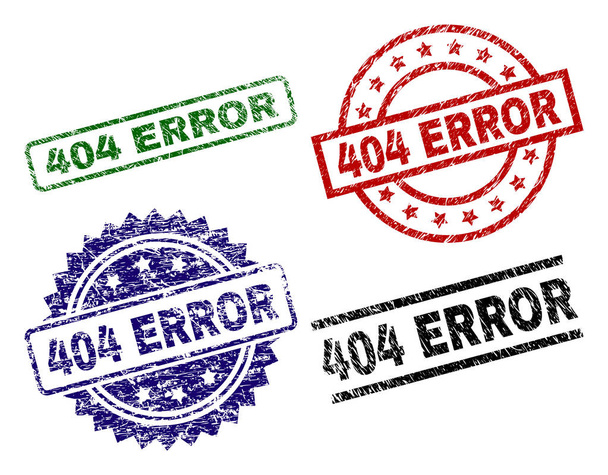 Scratched Textured 404 ERROR Stamp Seals - ベクター画像