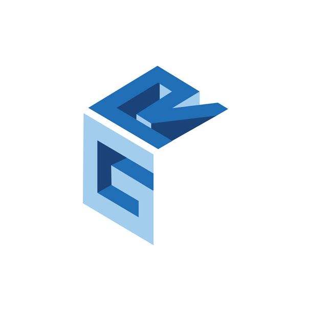 GR Carta inicial tridimensional Logo vector elemento
 - Vector, imagen
