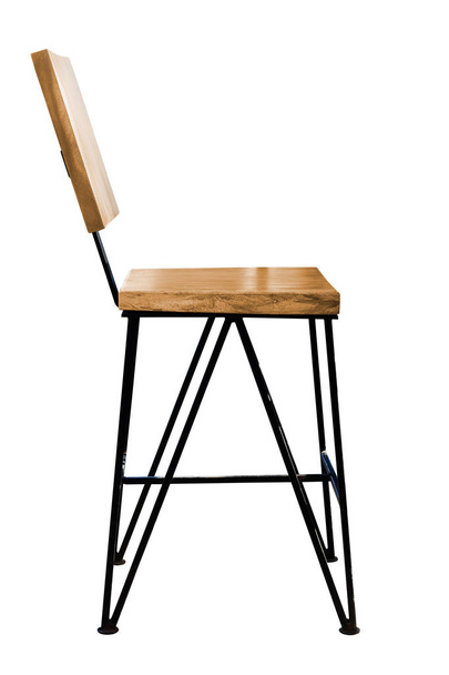 Σύγχρονη ξύλινη καρέκλα χάλυβα πόδια που απομονώνονται σε λευκό φόντο, λειτουργούν με διαδρομή αποκοπής. - Φωτογραφία, εικόνα