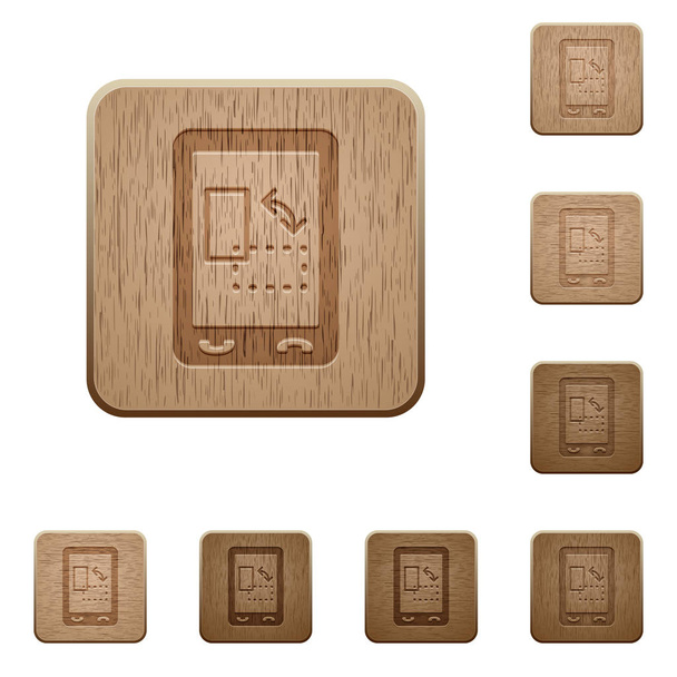 girosensor móvil en redondeado cuadrado tallado estilos de botón de madera
 - Vector, imagen