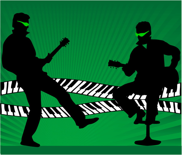 gitaar speler - groene illustratie - Vector, afbeelding