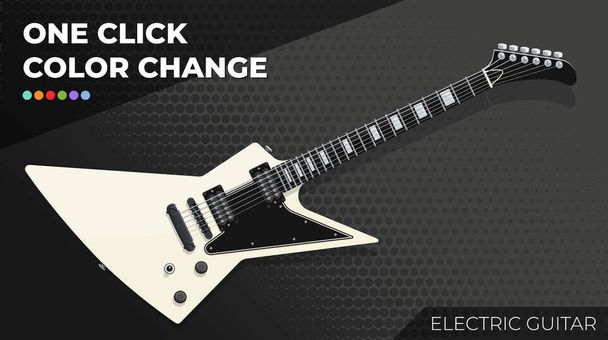 Ηλεκτρική κιθάρα. Απομονωμένη και πολυεπίπεδη αντικείμενο, εύκολο χρώμα αλλαγή - Διάνυσμα, εικόνα