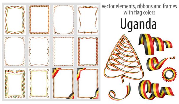 elementi vettoriali, nastri e cornici con colori di bandiera Uganda, modello per il tuo certificato e diploma
. - Vettoriali, immagini