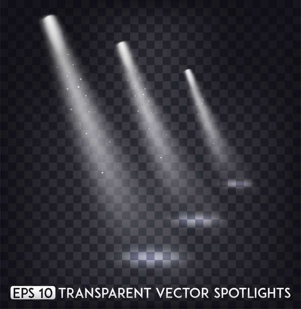 Білі прозорі векторні прожектори / точкові світильники ефект для вечірки, сцени, сцени, галереї або святкового дизайну
 - Вектор, зображення