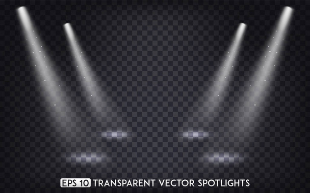 White Transparent Vector Spot Lights / Spotlights Effect For  Party, Scene, Stage,Gallery or Holiday Design - Vector, Image