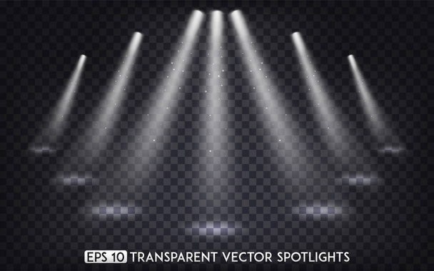 weiße transparente Vektorstrahler / Scheinwerfer-Effekt für Party, Szene, Bühne, Galerie oder Urlaubsdesign - Vektor, Bild