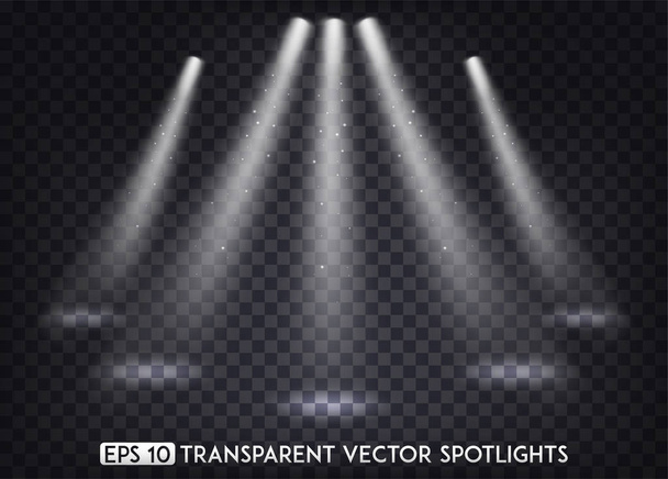 Efecto transparente blanco de las luces / de los proyectores del punto del vector para el partido, la escena, el escenario, la galería o el diseño del día de fiesta
 - Vector, imagen
