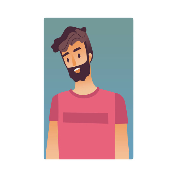 Bearded young man flat avatar vector - Vetor, Imagem
