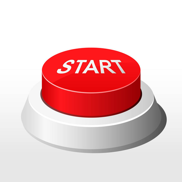 Red button with inscription Start  - launch button  - Vector, Image