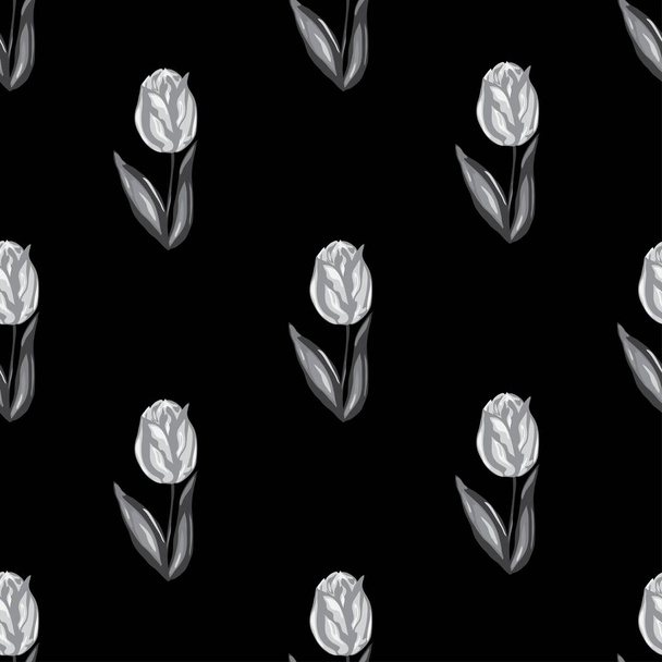 Elegant seamless pattern with tulip flowers, design elements. Floral  pattern for invitations, cards, print, gift wrap, manufacturing, textile, fabric, wallpapers - Vector, Image