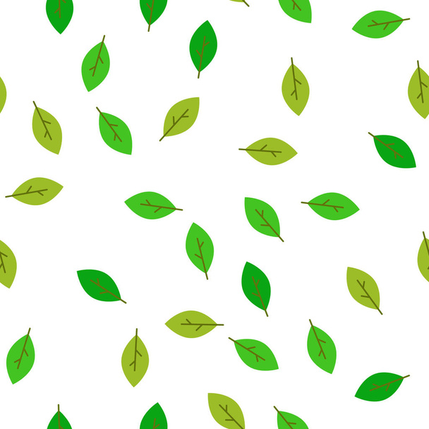 Seamless pattern green leaves. Flat vector template. - Vetor, Imagem