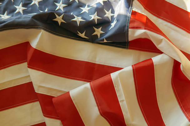 American flag waving background. Independence Day, Memorial Day, Labor Day - 写真・画像