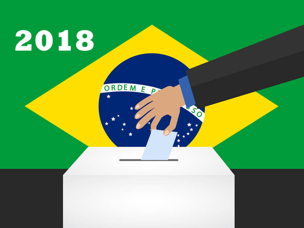 Brazílie hlasovací koncept. Státní vlajka a uren. - Vektor, obrázek