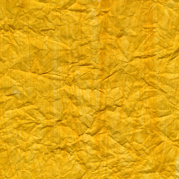 Crumpled yellow painted paper texture - Foto, imagen