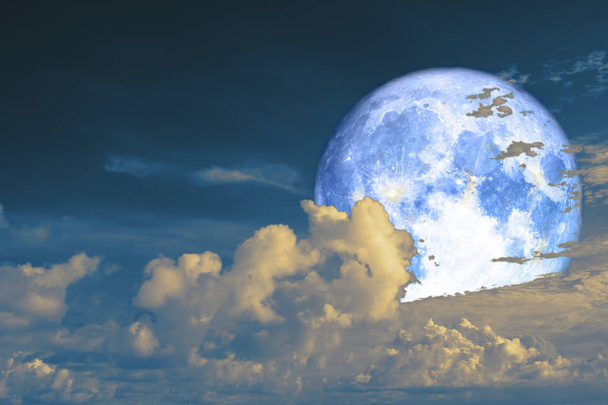 full cold moon back silhouette cloud in night sky, Elements of this image furnished by NASA - Photo, Image